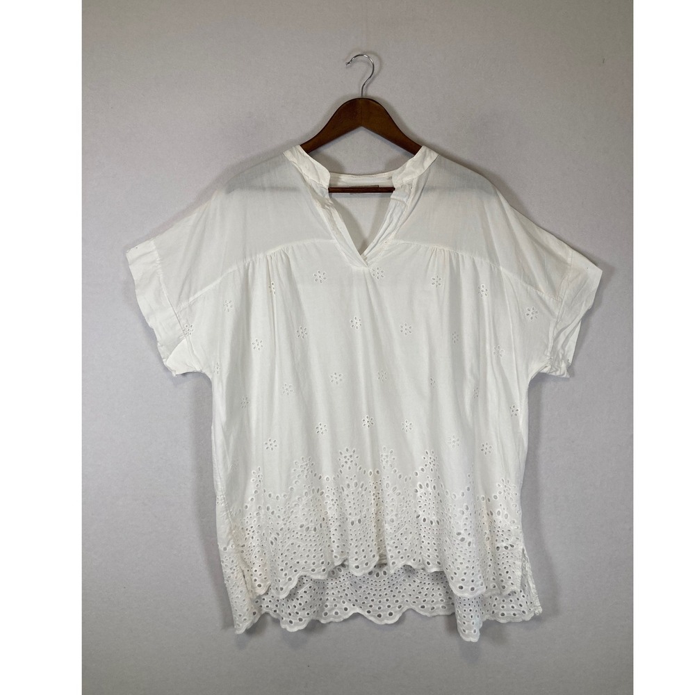 Coastal Grandma Cotton‎ Valentina Naldi Women 2X Eyelet Scallop Blouse Italy